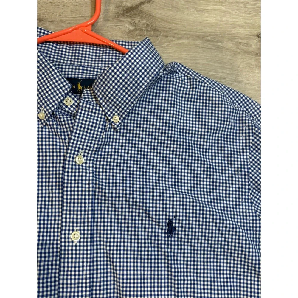 Ralph Lauren Button Down Shirt‎ Mens XL  Check Blue White